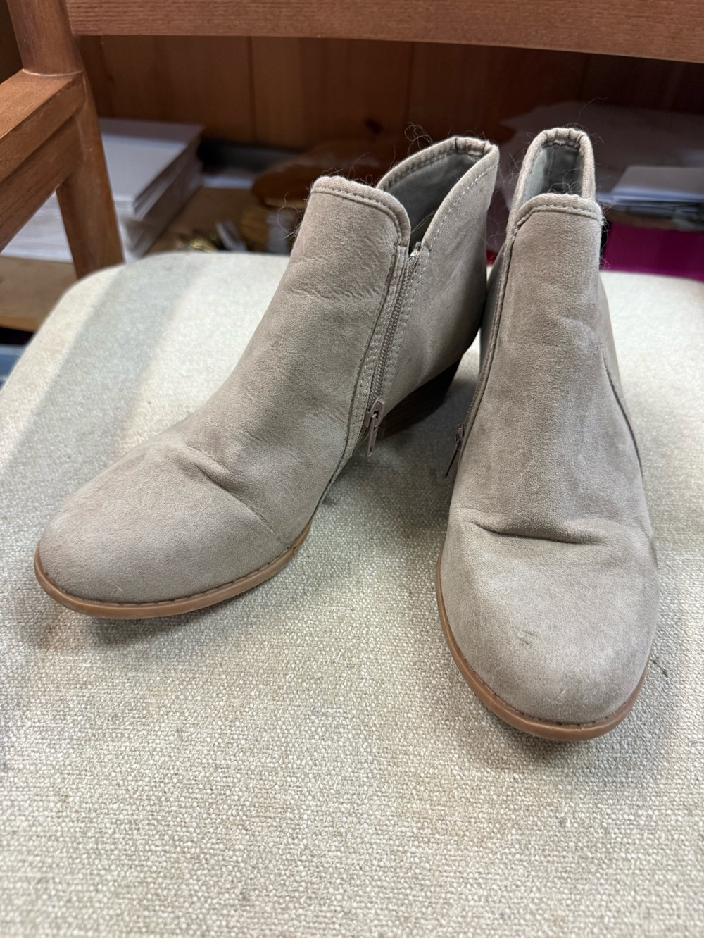 Esprit Taupe Suede Ankle Booties